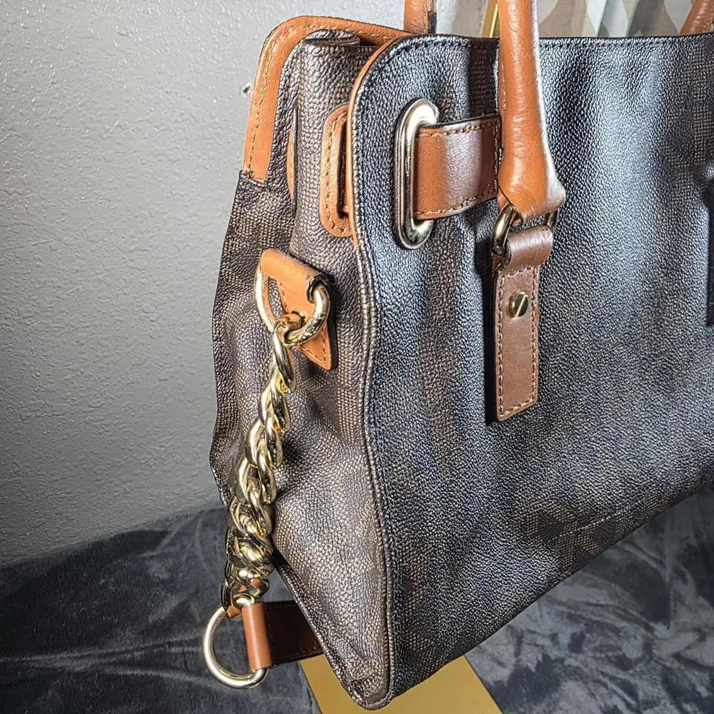 MICHAEL KORS Hamilton Tote Signature MK Logo Satchel Chain Strap Shoulder Bag